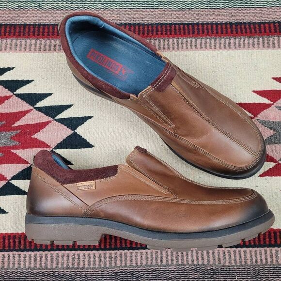 Pikolinos Bandajoz Brown Leather Slip On Loafers Moccasin‎ Sz 46 US 12.5-13 - Picture 1 of 11